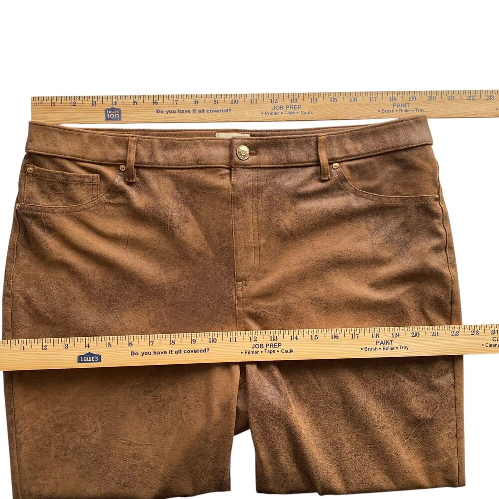 Chico's Pants Womens 3r (16) Brown Faux Suede Worn Luggage Ultimate Fit Pull-on - Picture 8 of 11